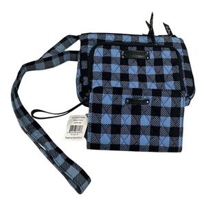 Vera Bradley Alpine Blue Check Crossbody Purse And Wristlet Blue Black Fabric